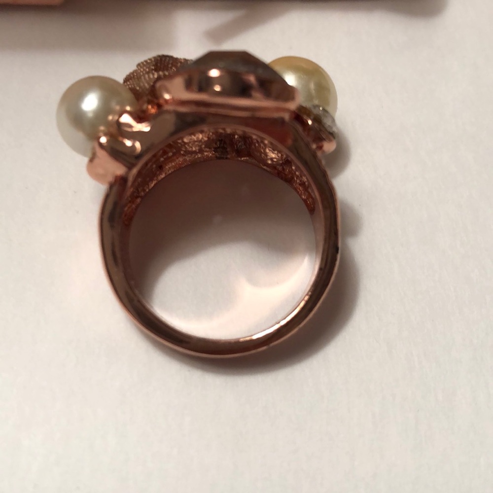 Rose gold ring pearls stone - Picture 5 of 5
